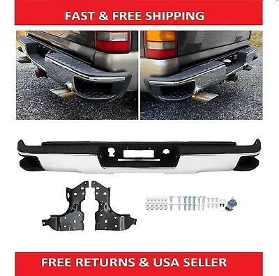 For 2014-2018 Chevy Silverado GMC Sierra 1500 Chrome Rear Bumper W/ Conner Steps • $253.50