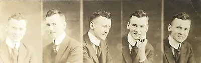 Vtg 1910’s PHOTO BOOTH STRIP OF 5 LOT Handsome Young Edwardian Man In Suit • $10