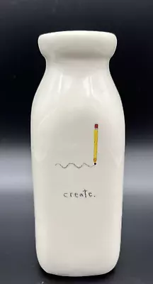 Beth Mueller 2005 Ceramic Create Pencil White Pottery Milk Jug Vase - Teacher • $21.50