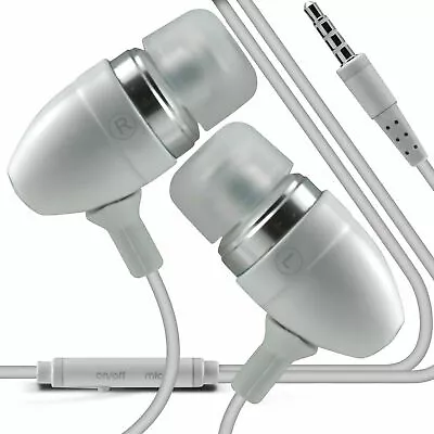 Aluminium Stereo In Ear-Earbud Hands Free Earphones Headphones+Microphone✔White • £6.95