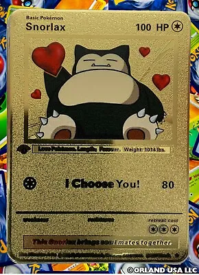 Snorlax I Choose You! Gold Metal Pokémon Card Collectible Gift • $10.99