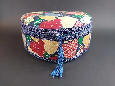 Fabric Heart Shaped Sewing Storage Box Basket Vintage Blue Retro • $20