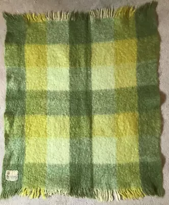 Green Yellow LIBERTY OF LONDON By Glen Cree 100% MOHAIR BLANKET Made In Scotland • $24.99