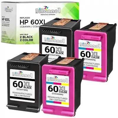4PK For HP 60XL Ink Black & Color CC641WN CC644WN D2680 F4280 F4480 F2430 F4580  • $39.95