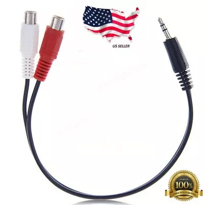 3.5mm Stereo Male Jack To 2 RCA Female Plug Adapter Headphone Y Audio Cable • $2.64