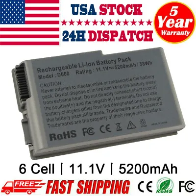 58Wh Laptop Battery For Dell Latitude D520 D500 D600 D610 C1295 5200mAh 6 Cell • $16.98