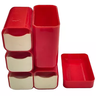 Mod Tidy Caddy Desk Organizer Red With Drawers Paper Clip Tray MCM Vintage 1970s • $39.99