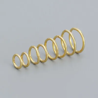 18ct Gold On Silver 925 Hinged Sleeper Hoop Earrings -6mm 8mm 10mm 12mm 16mm • £7.99