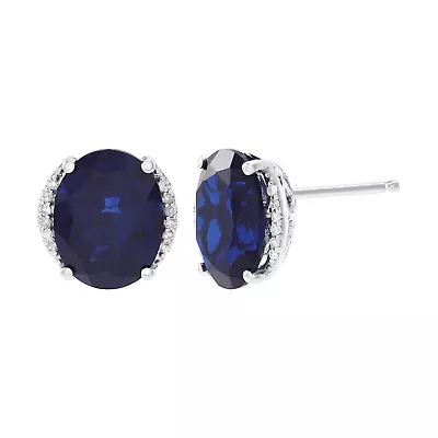 Welry Oval Stud Earrings With Diamond Accents In Gold • $109.99