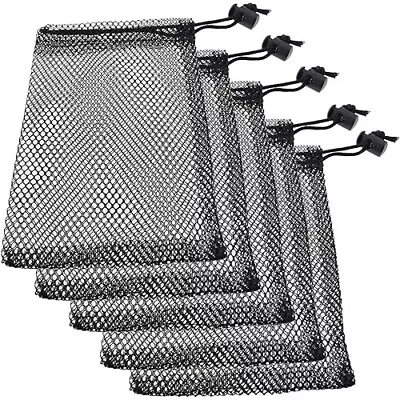 Small Mesh Bags 5PCS Black Nylon Mesh Drawstring Bags Durable Drawstring Net Bag • $13.99