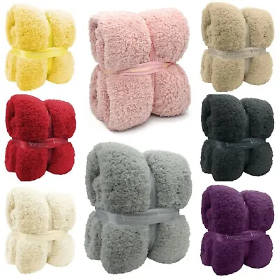 Teddy Bear Super Soft Fuzzy Blanket Thermal Sofa Bed Cover Throwover 130x180 • £11.75