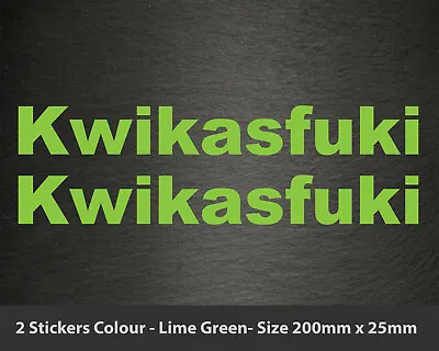 £1.99 • Buy KWIKASFUKI Vinyl Decal X2 Stickers Motorbike Motorcycle - Colour LIME GREEN