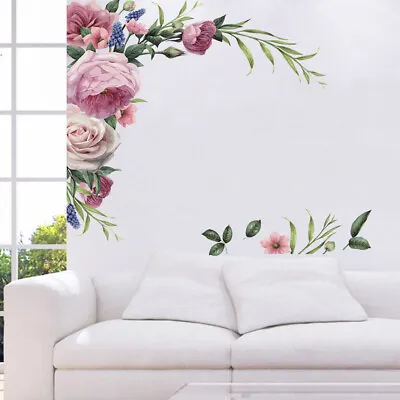 £5.39 • Buy Peony Roses Flower Wall Sticker Art Wall Decal Nursery Home Sticker Decor Mural