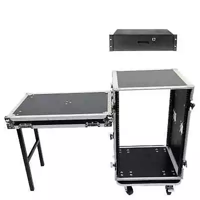 OSP 16 Space ATA Rack Road Case W/Lid Table & 4 Space Rack Drawer Lock & Key • $1035.98