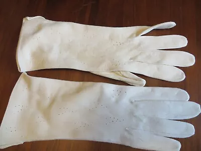 Vintage Genuine Kidskin Leather Size 7.5 Gloves 11  Length Made In France • $20