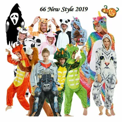 Mens Ladies Fleece Pyjama Pajamas Kigurumi OnsiesA5dults Animal Onesie13Costume • £25.39