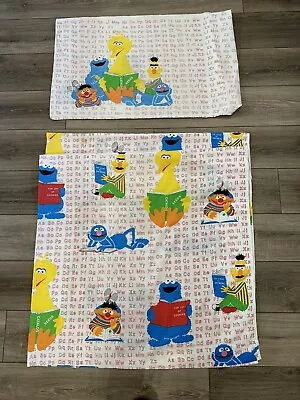 2 Piece VTG SESAME STREET ABC Alphabet Street Muppets Twin Sheet & Pillow Case. • £12.53