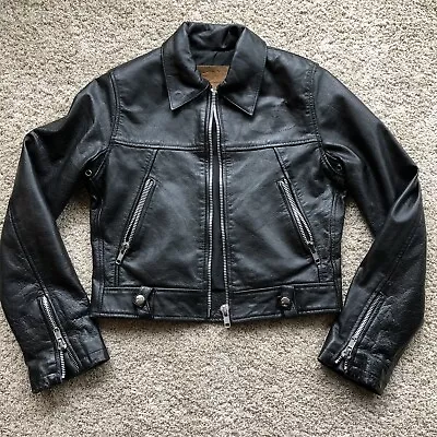 Vintage Von Dutch Originals Leather Jacket Womens Small Missing Patch • $149.99