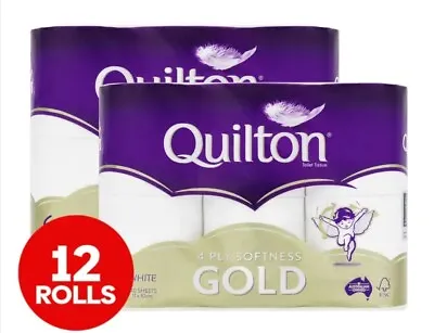 $16 • Buy Toilet Paper 12 Rolls Gold Quilton 4 Ply White Soft PRO Large Roll Tissue Bulk