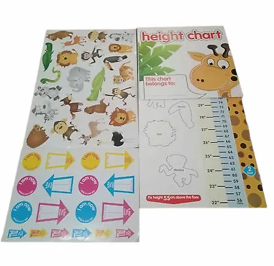 £3.99 • Buy Childrens Kids Height Growth Chart Jungle Theme Giraffe Animals 40+ Stickers 