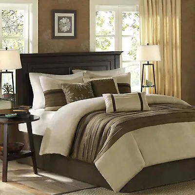 Madison Park - Palmer 7 Piece Comforter Set - Natural - Queen - Pieced Microsued • $249.71