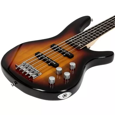 5 String Electric Bass Guitar Sunburst With 24 Frets Gig Bag And More Glarry GIB • $109.98