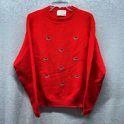 Vintage Moors Sweater Mens Extra Large XL Red 100% Wool Shetland Scotland Ducks • $78.75