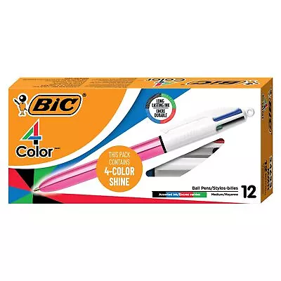 4-Color Shine Retractable Ball Pens Medium Point (1.0mm) 12-Count Pack Ret... • $33.42