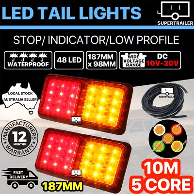 24 LED TRAILER TAIL LIGHT KIT PAIR PLUG 10m 5 CORE WIRE CARAVAN UTE 10-30V • $41.36