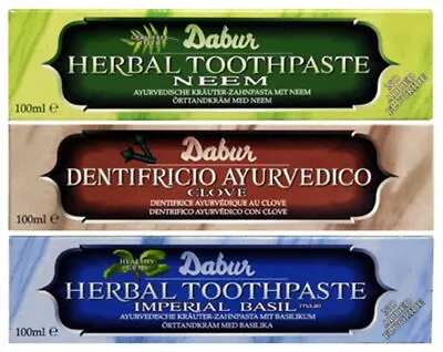 £16.99 • Buy Dabur Herbal Toothpaste Neem 100ml Basil 100ml & Clove 100ml Combo Pack 3 In 1