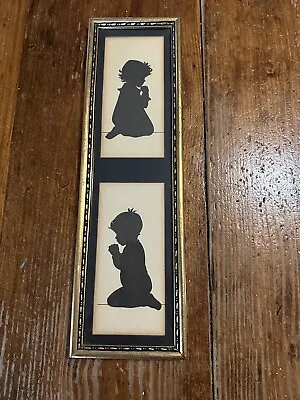 Antique C&A Richards Boston MA Children Praying Hands Panel Silhouette Framed... • $30