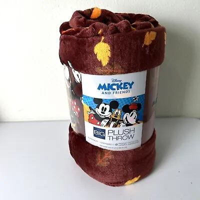Disney Mickey Minnie Mouse Throw Blanket 5 X 6 Leaves Pumpkins The Big One New • $19.51