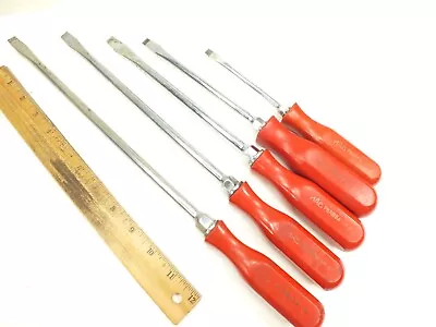 5 MAC TOOLS FLAT TIP SCREWDRIVER RED HARD HANDLE SET 1/4 To 3/8 - USA • $66