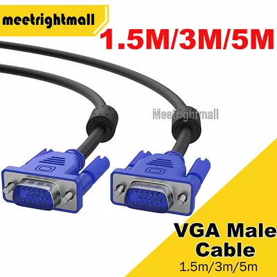 VGA 15pin Male To SVGA Male Cable PC Monitor Extension HDTV Computer LCD Screen • $8.27