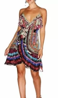 $250 • Buy Camilla Dress Frill Wrap Dress Size Large