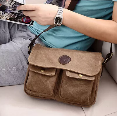 Men's Canvas Cross Body Bag Messenger Shoulder Book Bags School Satchel Vintage • $13.49