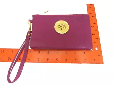 MULBERRY Small Pouch Cosmetic Bag Zipper Magenta Wristlet *Read* Defect * • £12.53