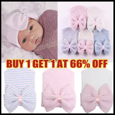 Newborn Baby Infant Hat Floral Print Turban Cap Head Wrap Beanie Knot Headband • £3.47