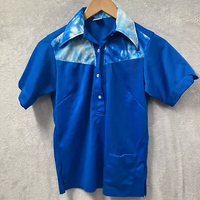 Vintage 80's Blue Hilton Brand Bowling Polo Shirt UW Whitewater Women's M • $44.95