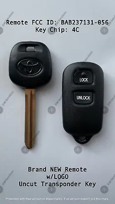 NEW! Toyota Keyless Entry Remote FOB BAB237131-056 & Transponder KEY 4C RS3200 • $35.99