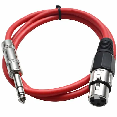 SEISMIC AUDIO Red 1/4  TRS To XLR Female 3' Patch Cable • $9.99