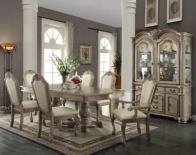 NEW Antique White 7 Piece Dining Room Set Furniture Rectangular Table Chair IACA • $2244.89