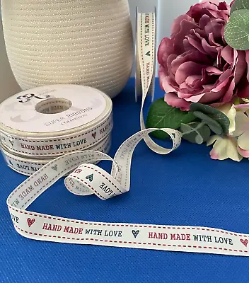 Hand Made With Love Ribbon Cream Colour 16mm Width Crafting Handmade Gifts • £1.50