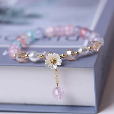 £2.34 • Buy Beautiful Daisy Beaded Charm Bracelet Women Girls Childrens Jewellery Gift NEW