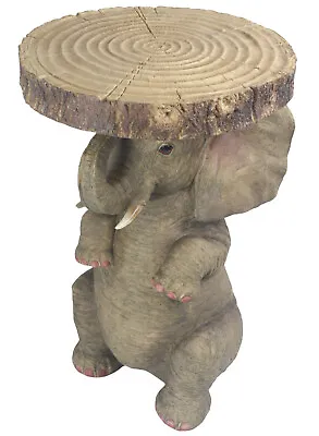 £139.50 • Buy 50.5cm Baby Elephant Side Occasional Table Tree Trunk Top Statue Polystone