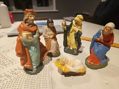 Vintage 5 Piece Hand Painted Ceramic Nativity Set Christmas. • £9.99