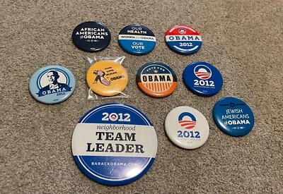 $12.95 • Buy 2007-2012 Barack Obama Campaign Button Pin Lot (10) Monopoly Team Women Jewish