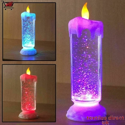 £9.99 • Buy Led Colour Changing Swirling Flameless Flickering Glitter Candle Light Xmas New