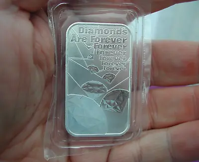 Royal Mint JAMES BOND DIAMONDS 1oz Silver Bar. 999.9 Fine Silver In OMP. • £39.99