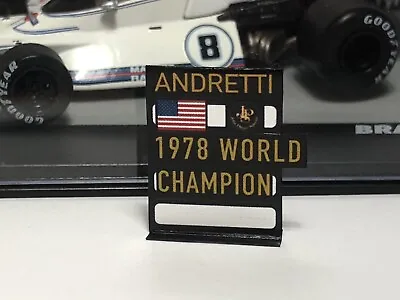 1978 World Champion Pitboard 1:43/1:18 (Slate F1) / Mario Andretti (Lotus) • $5.95